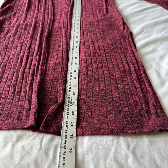 Teenbell Women's Open Front Long Sleeve Draping Cardigan Purple-Wine Office Chic - Picture 11 of 12